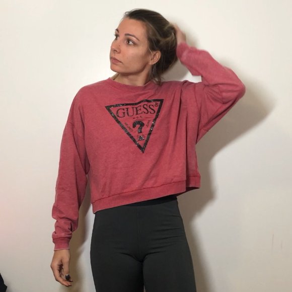 NWT Guess Acid Wash Crop Sweater - Picture 2 of 3